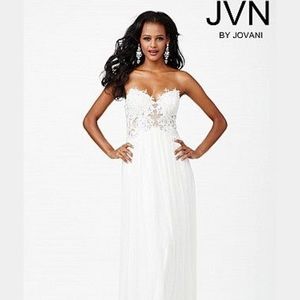 White Strapless Prom Dress JVN30805